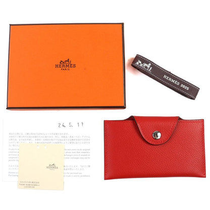 Hermes Iliade Silver Hardware Serie Hardware Leather Card Case Rouge With W