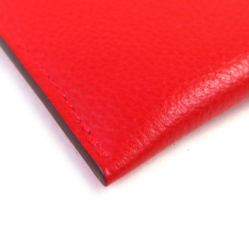 Hermes Iliade Silver Hardware Serie Hardware Leather Card Case Rouge With W