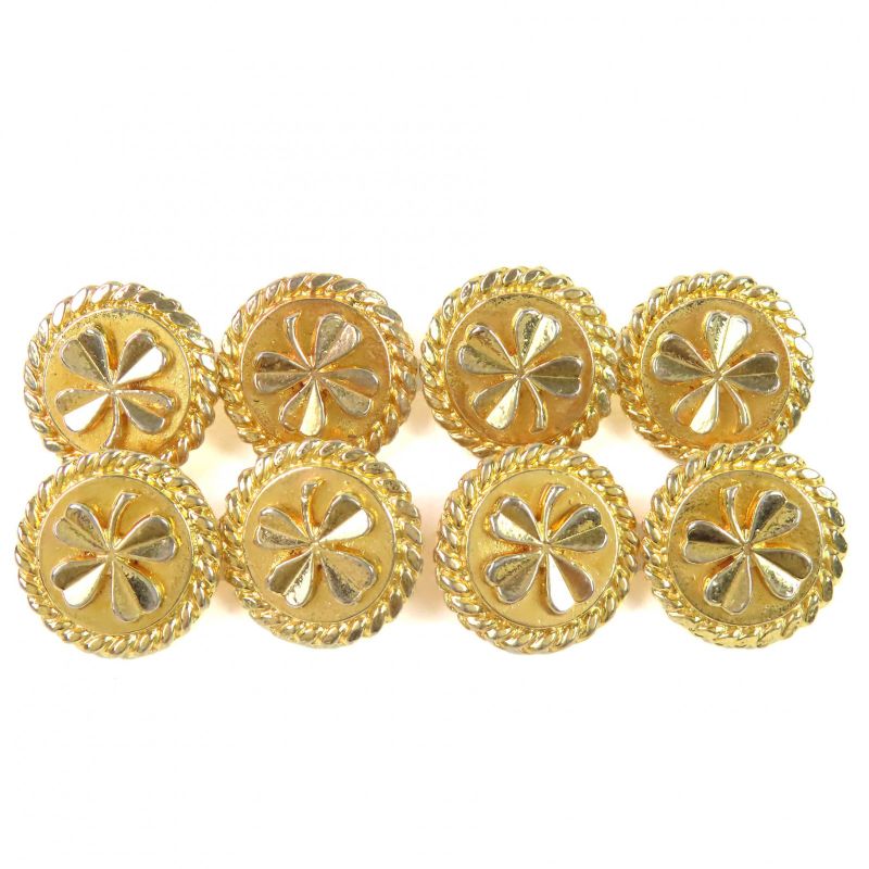 CHANEL Vintage Clover Buttons Gold Buttons Set Of 8 Buttons Gold Women's