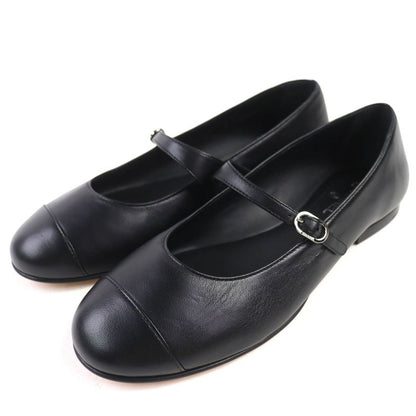 CHANEL 22P G38897 Ballerina Coco Rhinestone Leather Flat Shoes Pumps Black 36.5