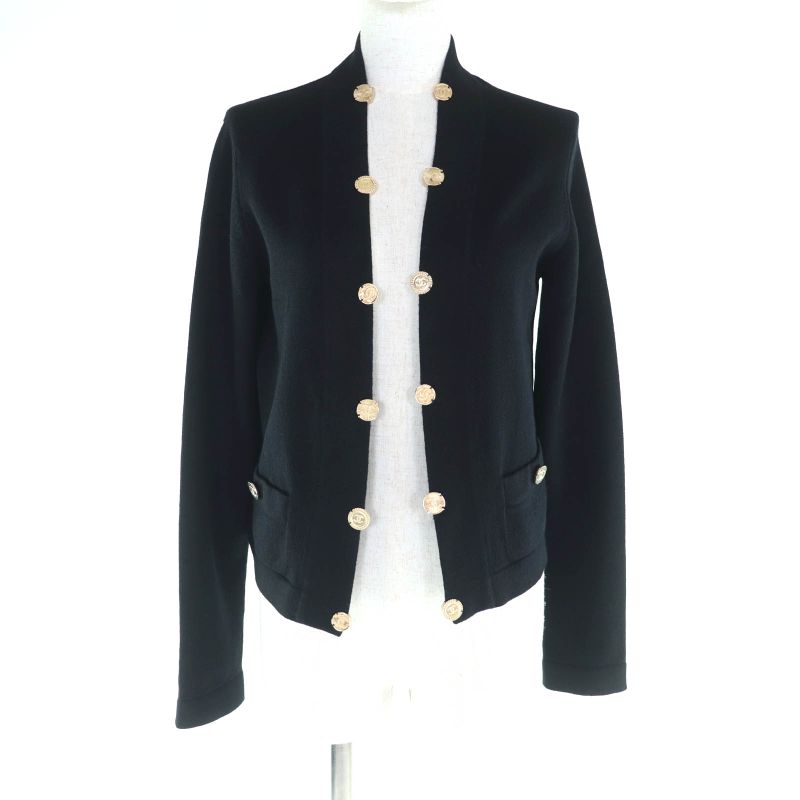 CHANEL P72486 100% Cashmere Front Open Long Sleeve Cardigan With Coco Mark