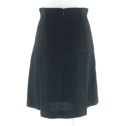 CHANEL P38774 100% Silk Lined Box Pleated Knee Length Tweed Skirt With Coco