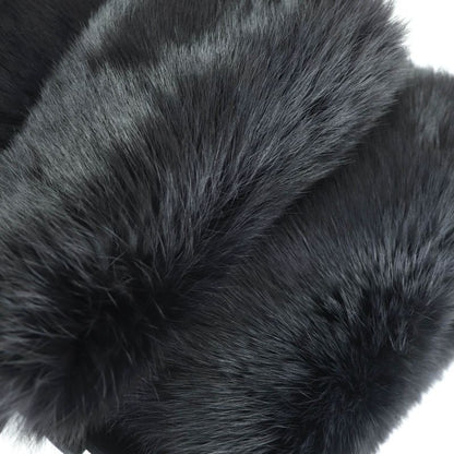 Gucci Rabbit Fur Ribbon Design Stole Scarf Black Women