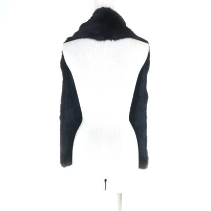 Gucci Rabbit Fur Ribbon Design Stole Scarf Black Women