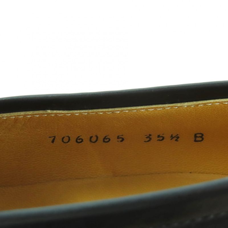 Hermes Gold Hardware Api Buckle Square Toe Chunky Heel Leather Loafers Black