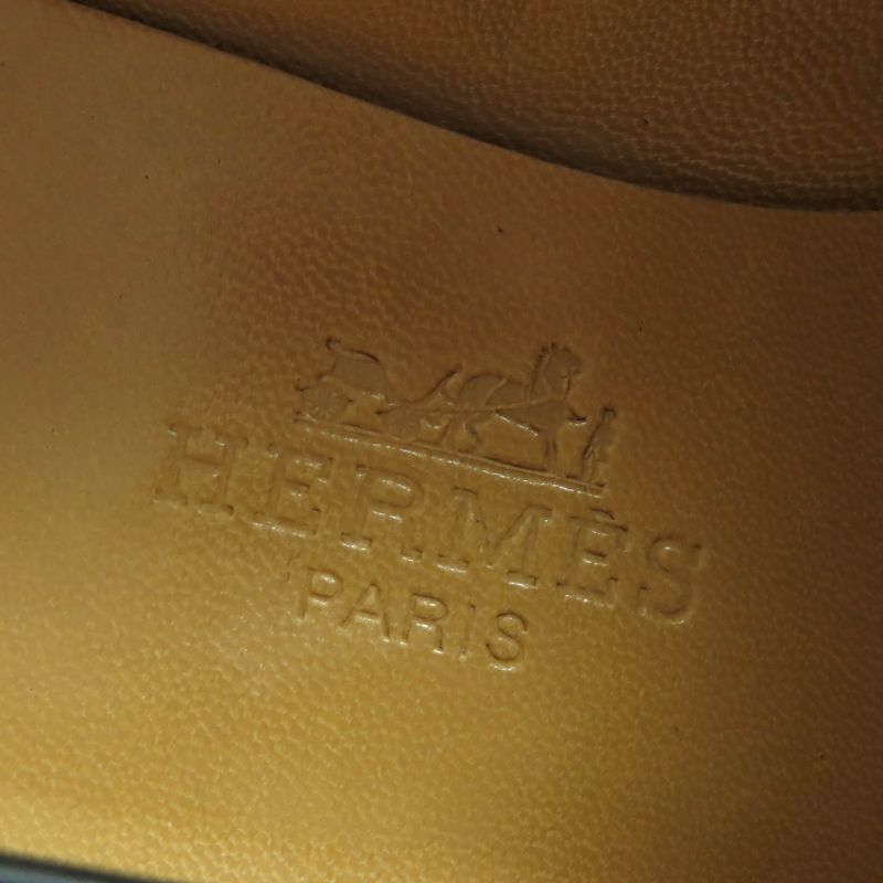 Hermes Gold Hardware Api Buckle Square Toe Chunky Heel Leather Loafers Black