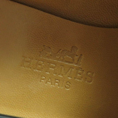 Hermes Gold Hardware Api Buckle Square Toe Chunky Heel Leather Loafers Black