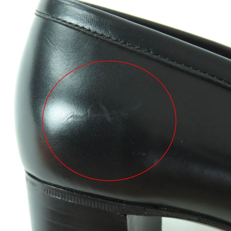 Hermes Gold Hardware Api Buckle Square Toe Chunky Heel Leather Loafers Black