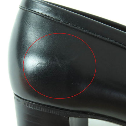 Hermes Gold Hardware Api Buckle Square Toe Chunky Heel Leather Loafers Black