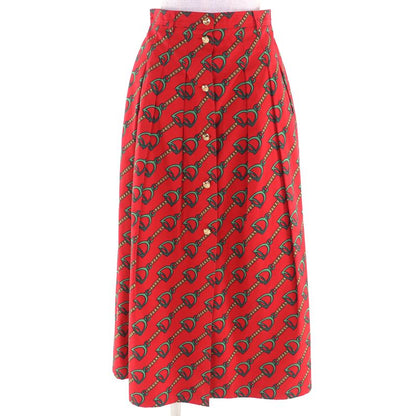 Beautiful Gucci 560915 Horsebit Midi Pleated Long Skirt Horsebit Pattern GG