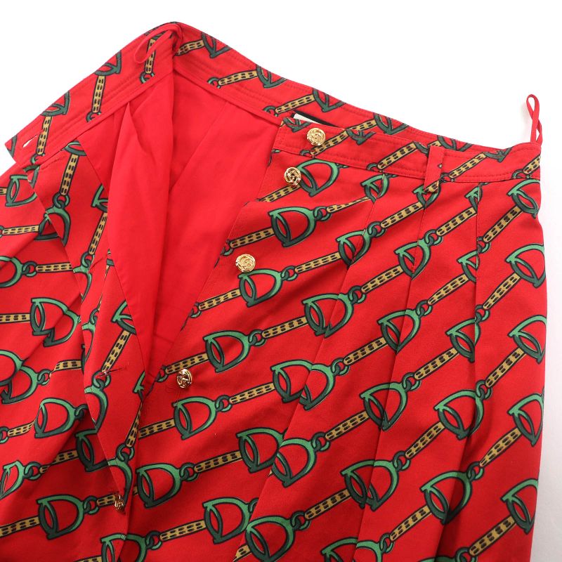 Beautiful Gucci 560915 Horsebit Midi Pleated Long Skirt Horsebit Pattern GG