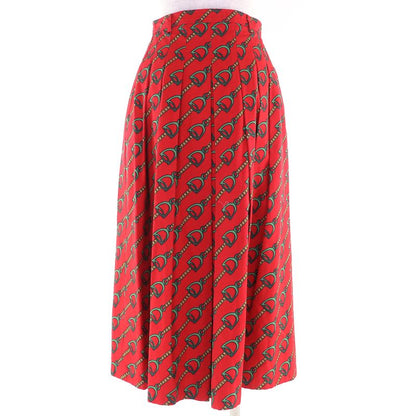 Beautiful Gucci 560915 Horsebit Midi Pleated Long Skirt Horsebit Pattern GG