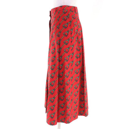 Beautiful Gucci 560915 Horsebit Midi Pleated Long Skirt Horsebit Pattern GG