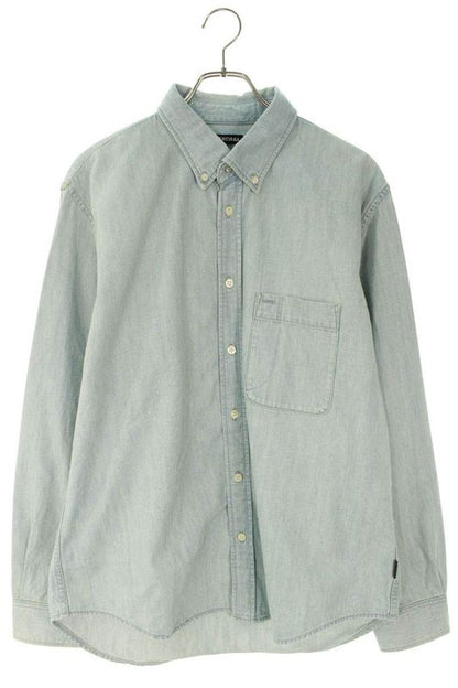 Balenciaga 571365 Tew07 Logo Print Denim Long Sleeve Shirt Men's 38