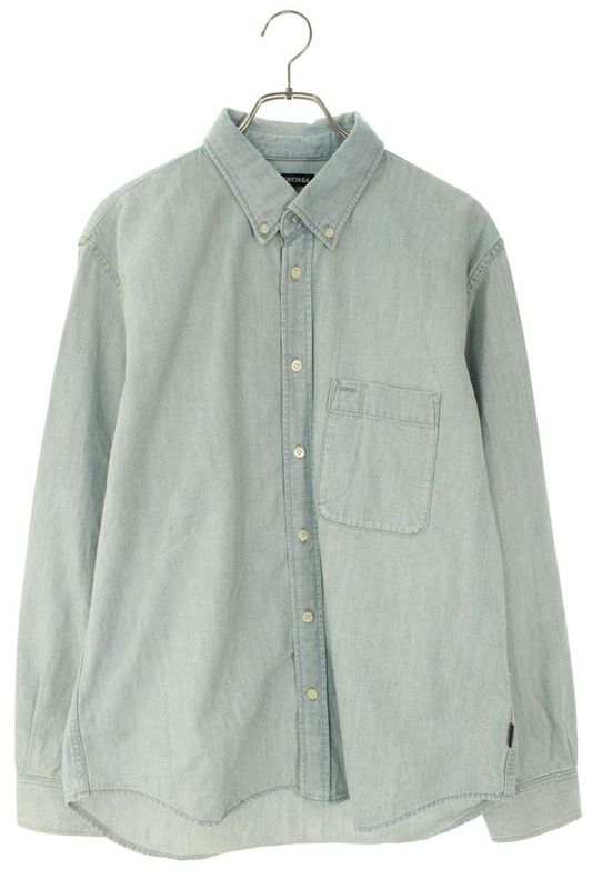 Balenciaga 571365 Tew07 Logo Print Denim Long Sleeve Shirt Men's 38