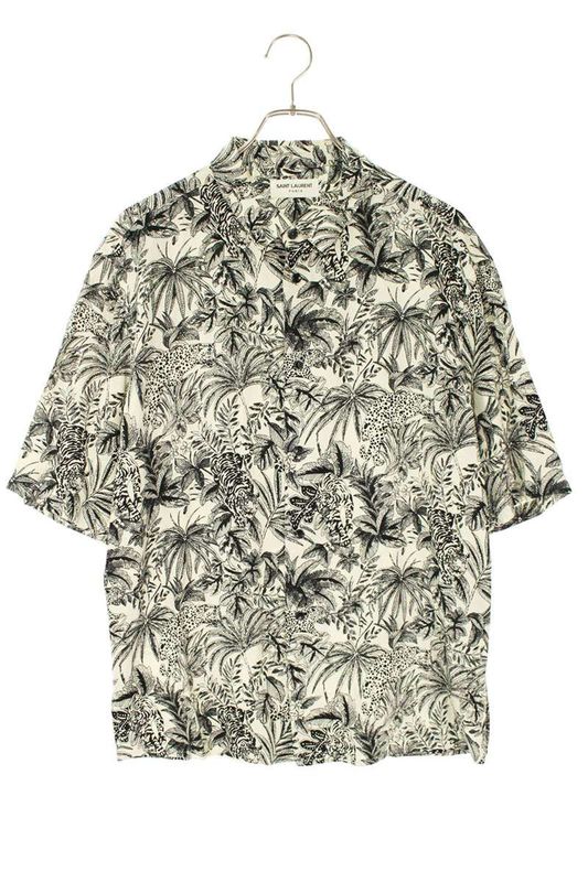 Saint Laurent Paris 601070 Y2c23 Total Print Viscose Short Sleeve Shirt Men 39