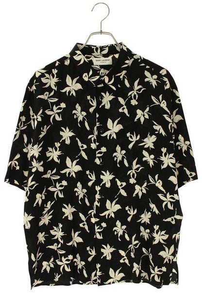 Saint Laurent Paris 601070 Y2c16 Short Sleeved Rayon Shirt With Palm Tree