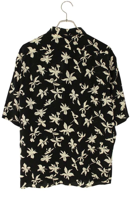 Saint Laurent Paris 601070 Y2c16 Short Sleeved Rayon Shirt With Palm Tree