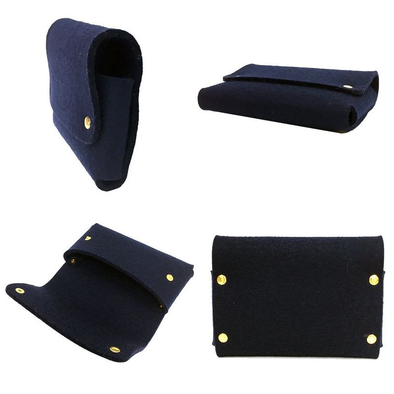 Hermes Playing Card Case Pouch Felt Navy And Gold Perforated H Etui Carte GM