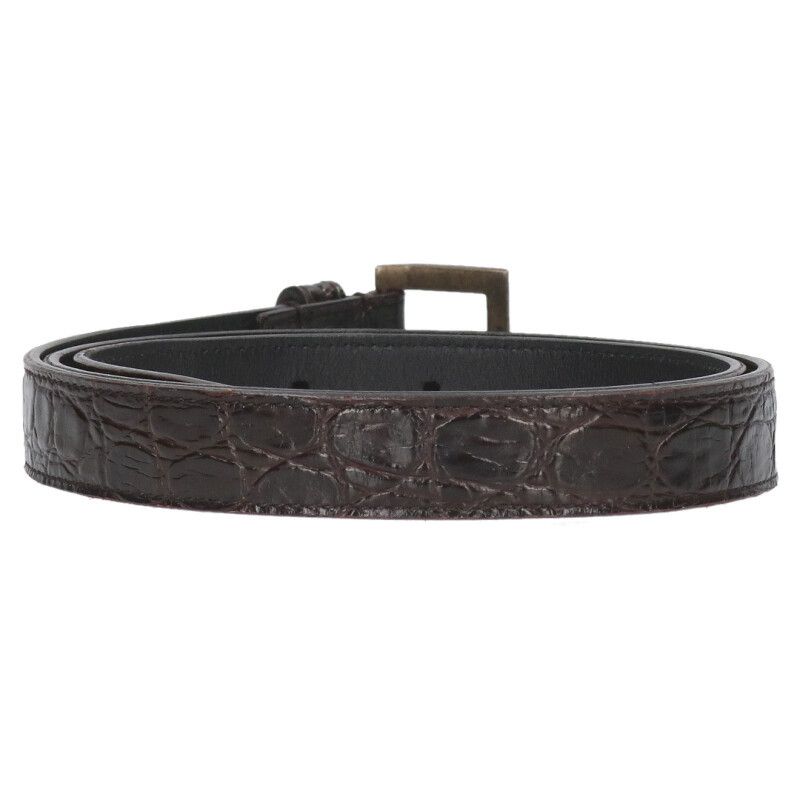 Saint Laurent Paris Grz634434 Croc Shape Pressed Narrow Leather Belt Men's 85