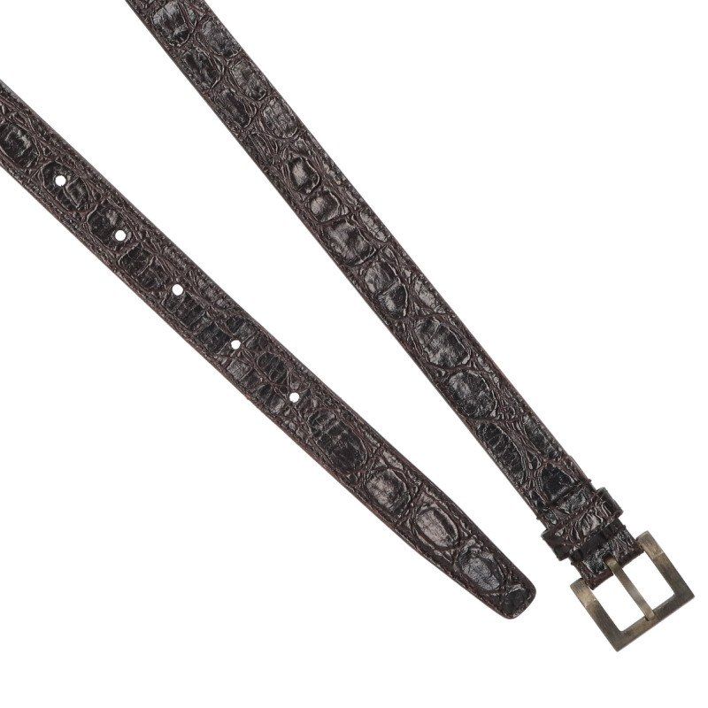 Saint Laurent Paris Grz634434 Croc Shape Pressed Narrow Leather Belt Men's 85