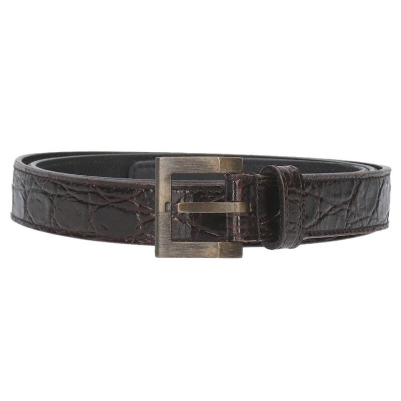 Saint Laurent Paris Grz634434 Croc Shape Pressed Narrow Leather Belt Men's 85