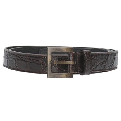 Saint Laurent Paris Grz634434 Croc Shape Pressed Narrow Leather Belt Men's 85