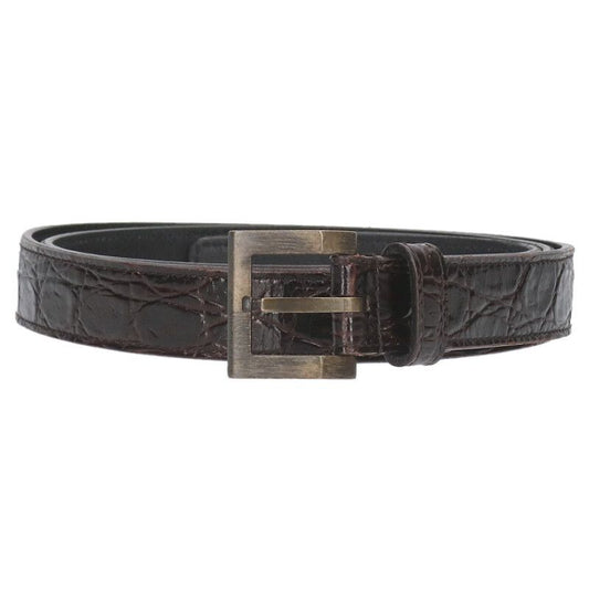 Saint Laurent Paris Grz634434 Croc Shape Pressed Narrow Leather Belt Men's 85