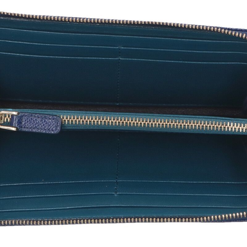 Bulgari Bee Zero One Round Zip Leather Long Wallet For Men