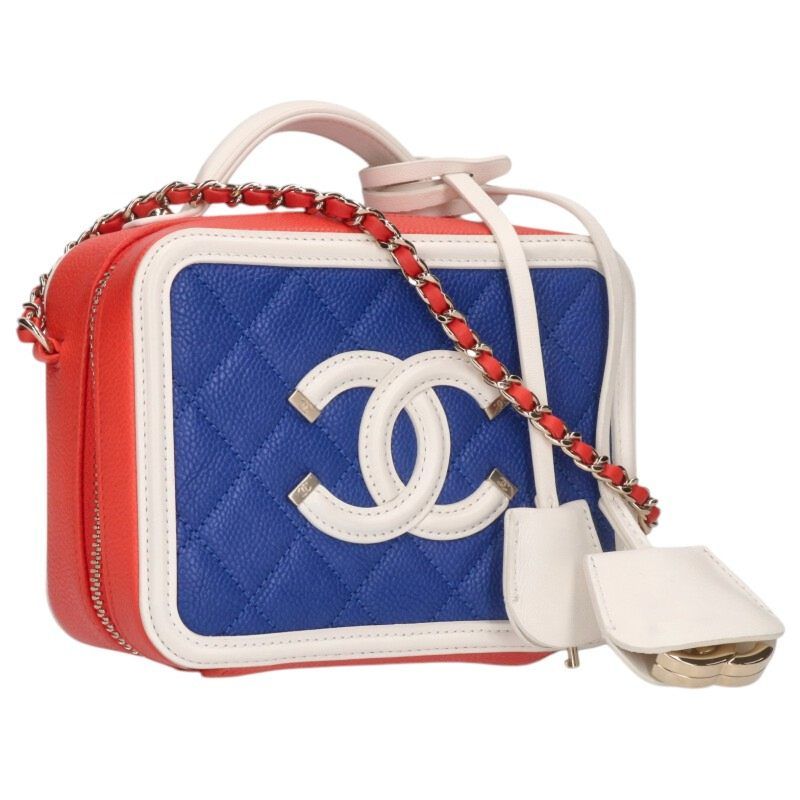 Chanel A93342 CC Filigree Coco Mark Caviar Skin Vanity Chain Shoulder Bag Women