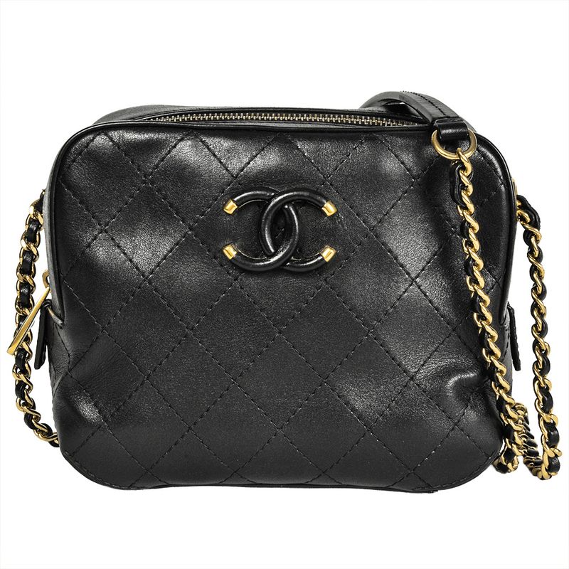 Chanel Matelasse Chain Shoulder Bag Leather Black 8 Digits 27s Coco Mark