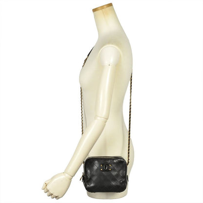 Chanel Matelasse Chain Shoulder Bag Leather Black 8 Digits 27s Coco Mark