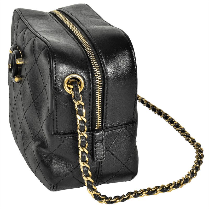Chanel Matelasse Chain Shoulder Bag Leather Black 8 Digits 27s Coco Mark