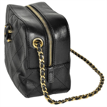 Chanel Matelasse Chain Shoulder Bag Leather Black 8 Digits 27s Coco Mark
