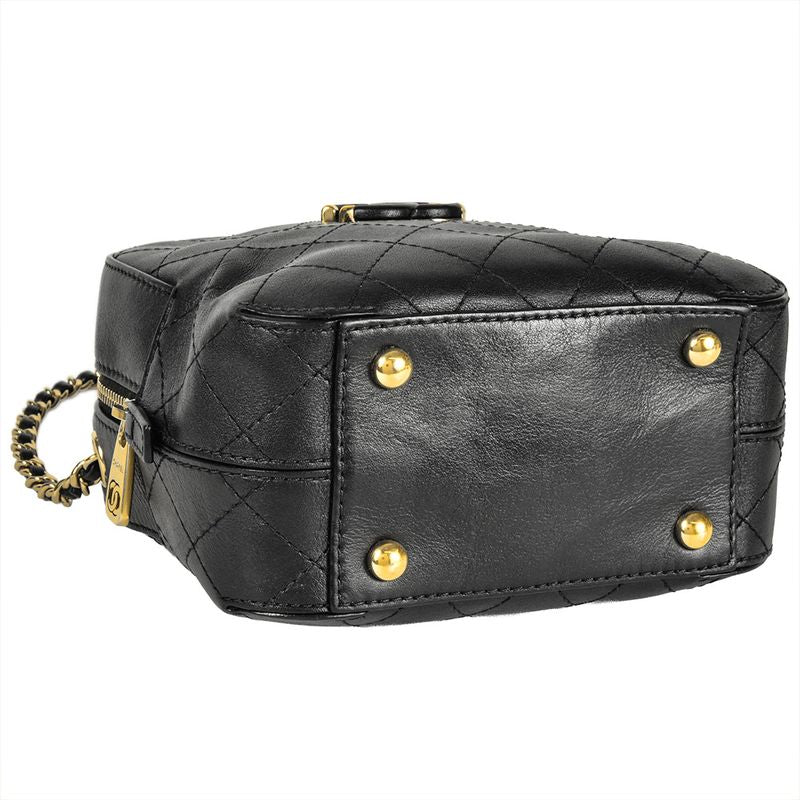 Chanel Matelasse Chain Shoulder Bag Leather Black 8 Digits 27s Coco Mark