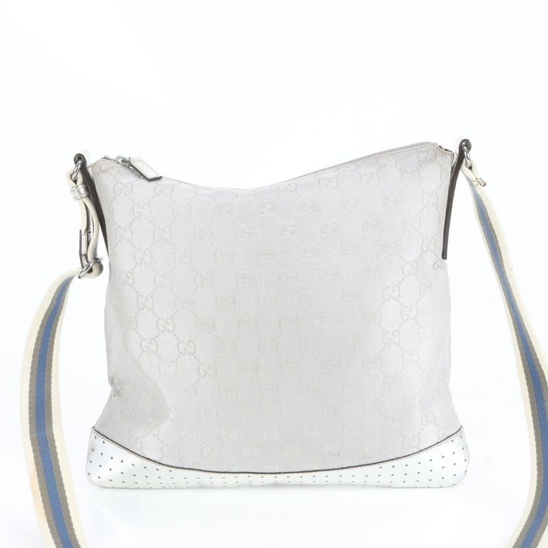 Gucci GG Canvas Sherry Line 145857 Leather Shoulder Bag Crossbody Women RRR