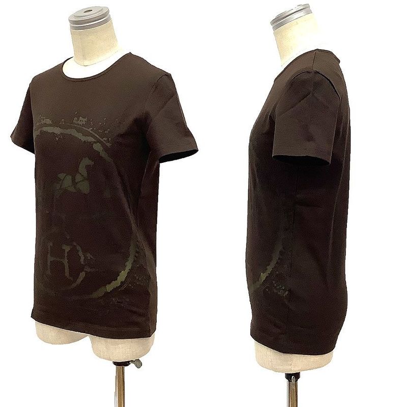 Hermes Short Sleeve T-shirt Gaultier Period Size 36 Brown Caleche Carriage