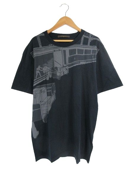 Louis Vuitton T-shirt Crew Neck Short Sleeve Print Size S Navy QQQ