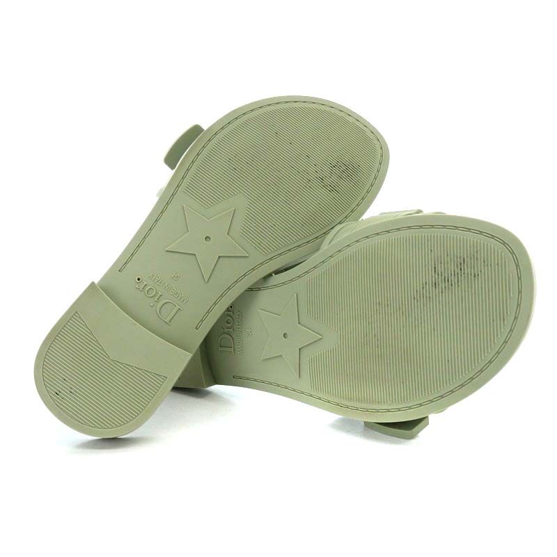 Christian Diorevolution Sandals Flats Velcro Rubber 34 21cm (8.27in) Khaki YO21