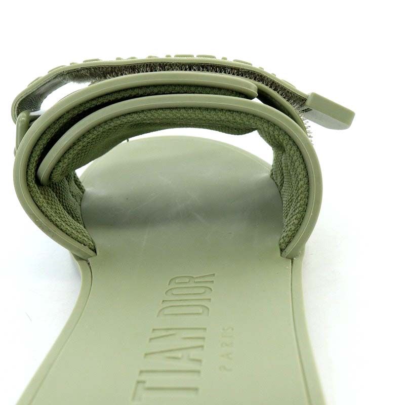 Christian Diorevolution Sandals Flats Velcro Rubber 34 21cm (8.27in) Khaki YO21