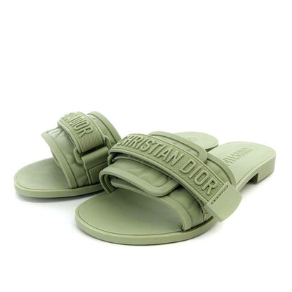 Christian Diorevolution Sandals Flats Velcro Rubber 34 21cm (8.27in) Khaki YO21
