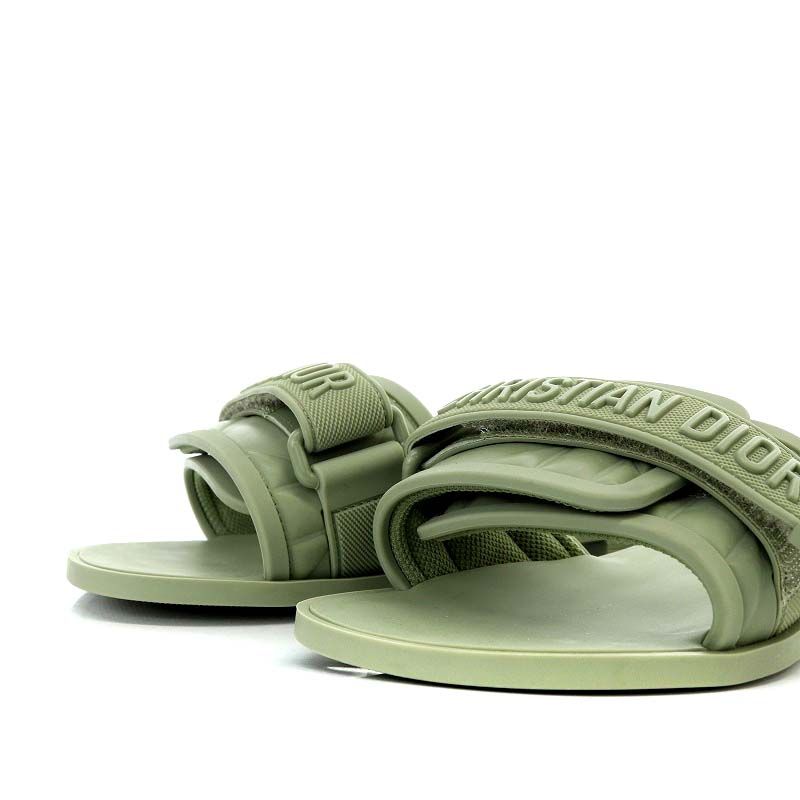 Christian Diorevolution Sandals Flats Velcro Rubber 34 21cm (8.27in) Khaki YO21