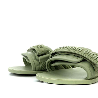 Christian Diorevolution Sandals Flats Velcro Rubber 34 21cm (8.27in) Khaki YO21