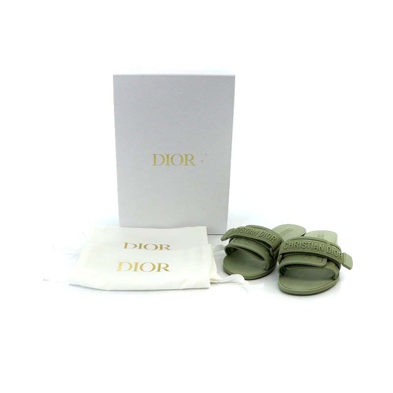 Christian Diorevolution Sandals Flats Velcro Rubber 34 21cm (8.27in) Khaki YO21