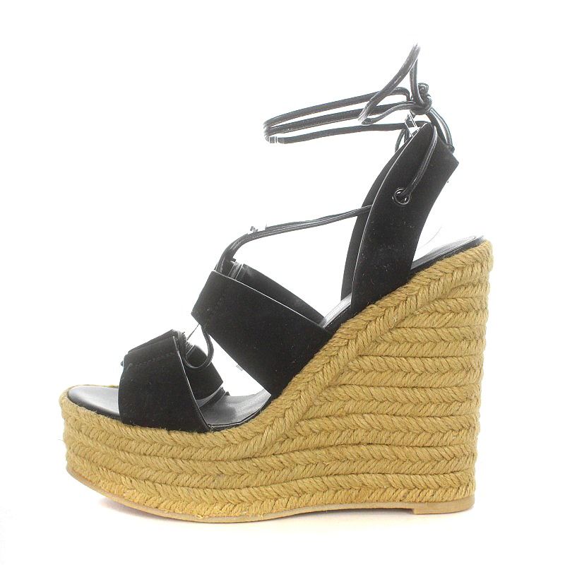Saint Laurent Paris Sandals Wedge Sole Espadrille Lace Up 37.5 24.5cm (9.65in)