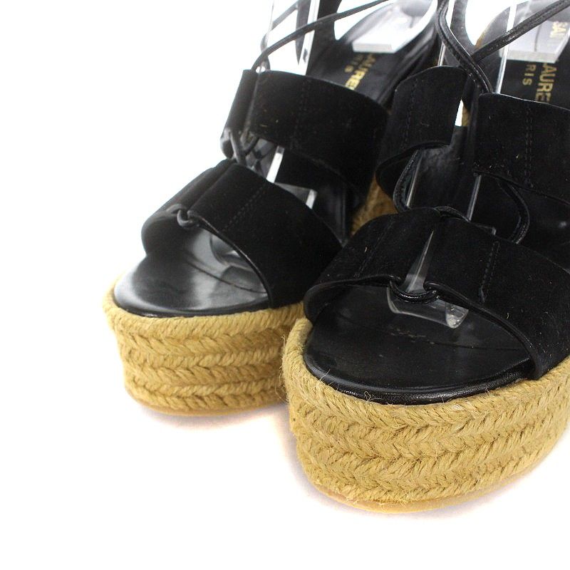 Saint Laurent Paris Sandals Wedge Sole Espadrille Lace Up 37.5 24.5cm (9.65in)