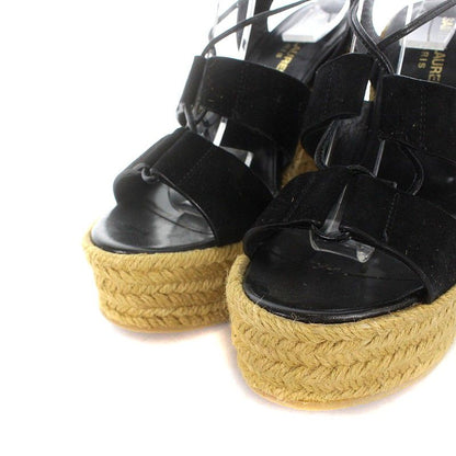 Saint Laurent Paris Sandals Wedge Sole Espadrille Lace Up 37.5 24.5cm (9.65in)