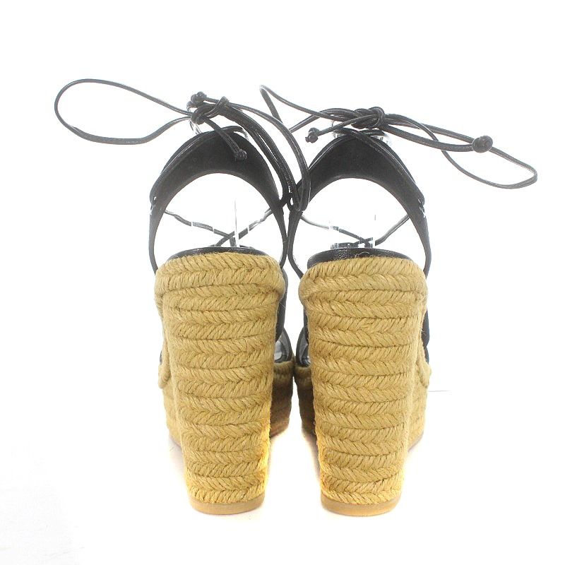Saint Laurent Paris Sandals Wedge Sole Espadrille Lace Up 37.5 24.5cm (9.65in)