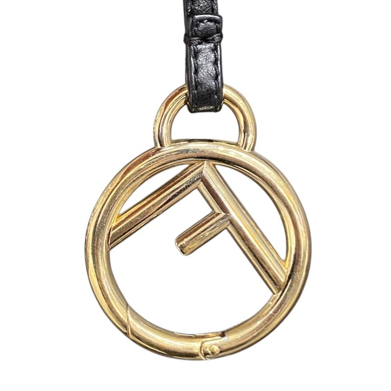 Em1124 Fendi Key Holder Key Chain Back Charm Monkey Studs Zucca Gold Hardware