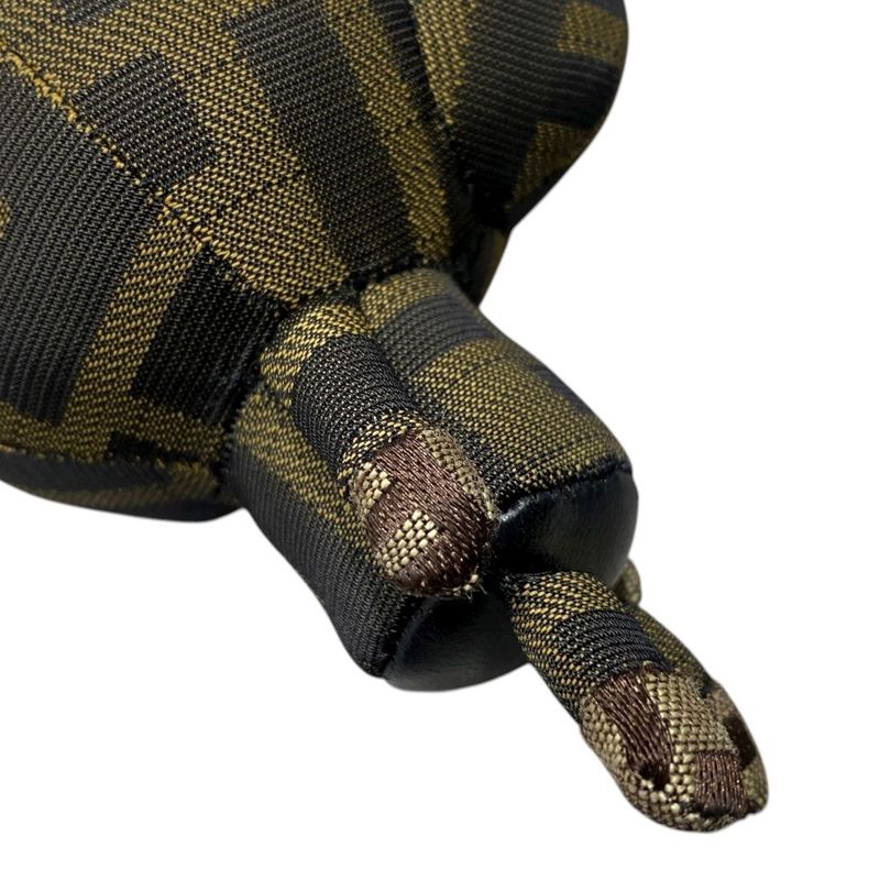 Em1124 Fendi Key Holder Key Chain Back Charm Monkey Studs Zucca Gold Hardware